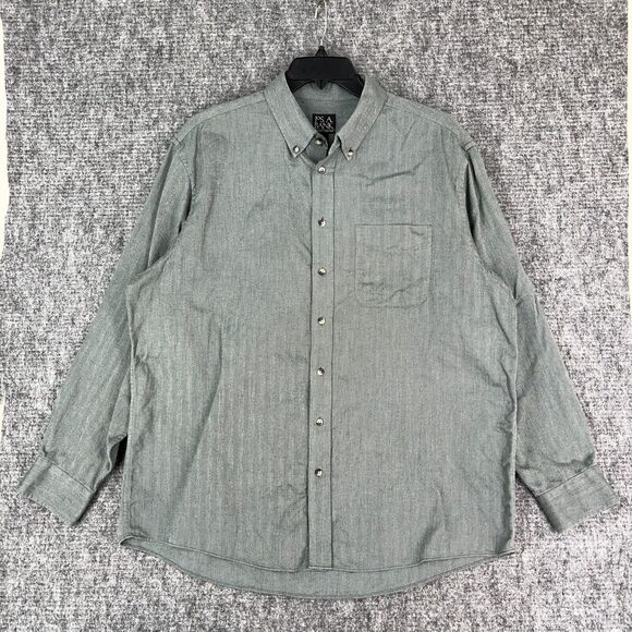 Jos A Bank Dress Shirt Mens Extra Large Herringbone Business Formal Button-Front - Picture 1 of 12